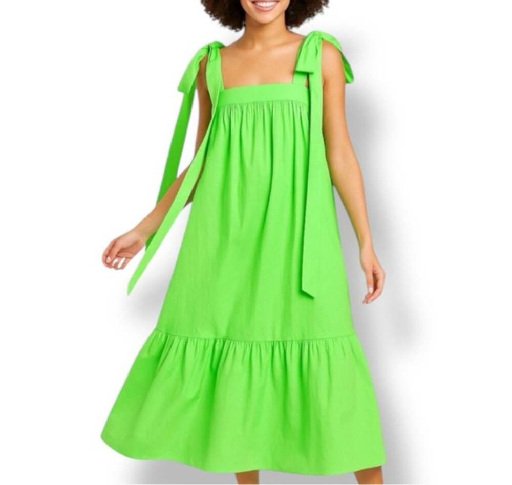 Christopher John Rogers X Target Tie Strap High Low Babydoll Dress Size S Midi